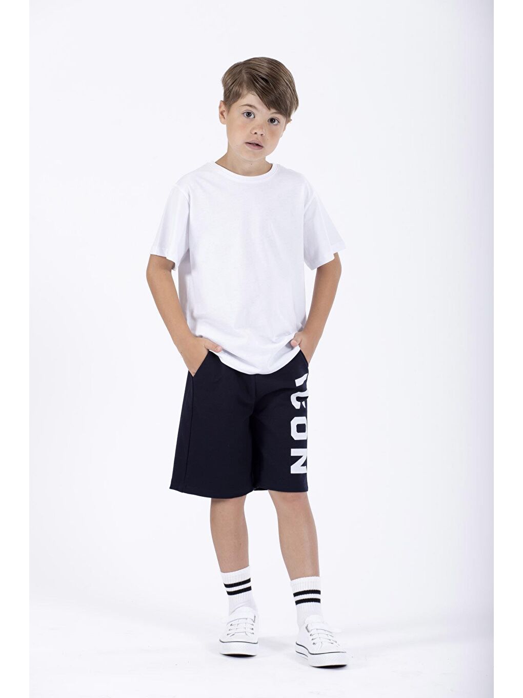 Icon Baskılı Lacivert Renk Erkek Çocuk Kapri-1