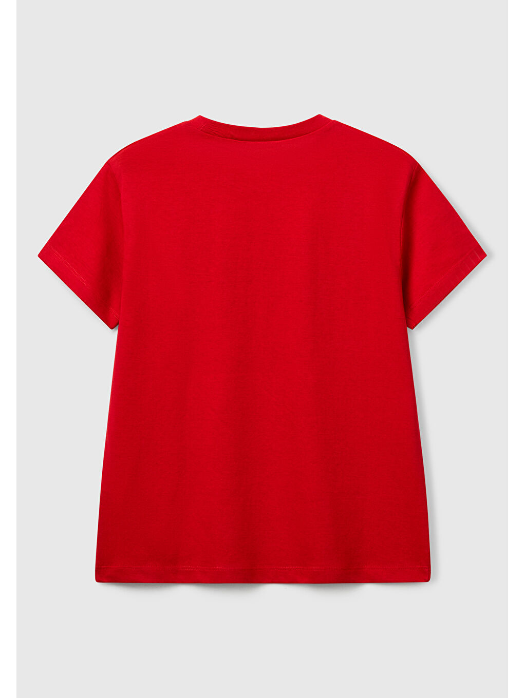 Erkek Çocuk Kırmızı Önü Logo Baskılı Bisiklet Yaka T-shirt-1