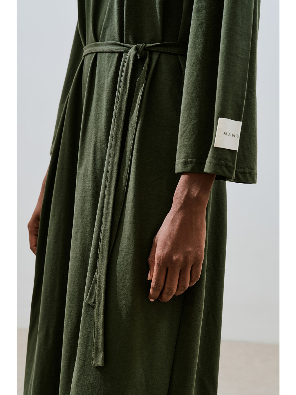 Oversıze Uzun Rahat Elbise Koyu Yeşil-5