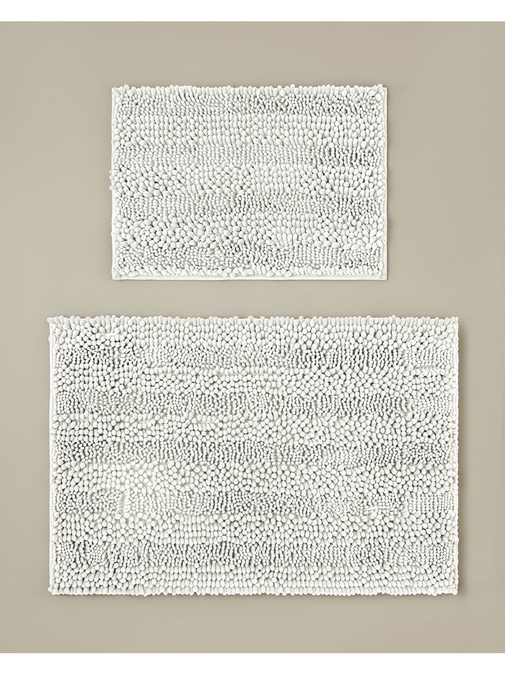 Big and Tiny Kaydırmaz Taban Banyo Paspası Seti 60x90 + 40x60 cm Beyaz