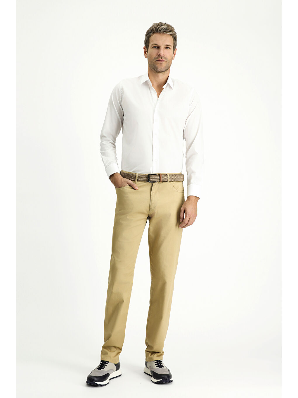 Beyaz Uzun Kol Slim Fit Dar Kesim Non Iron Ütü Gerektirmeyen Pamuklu Büyük Beden Gömlek-2