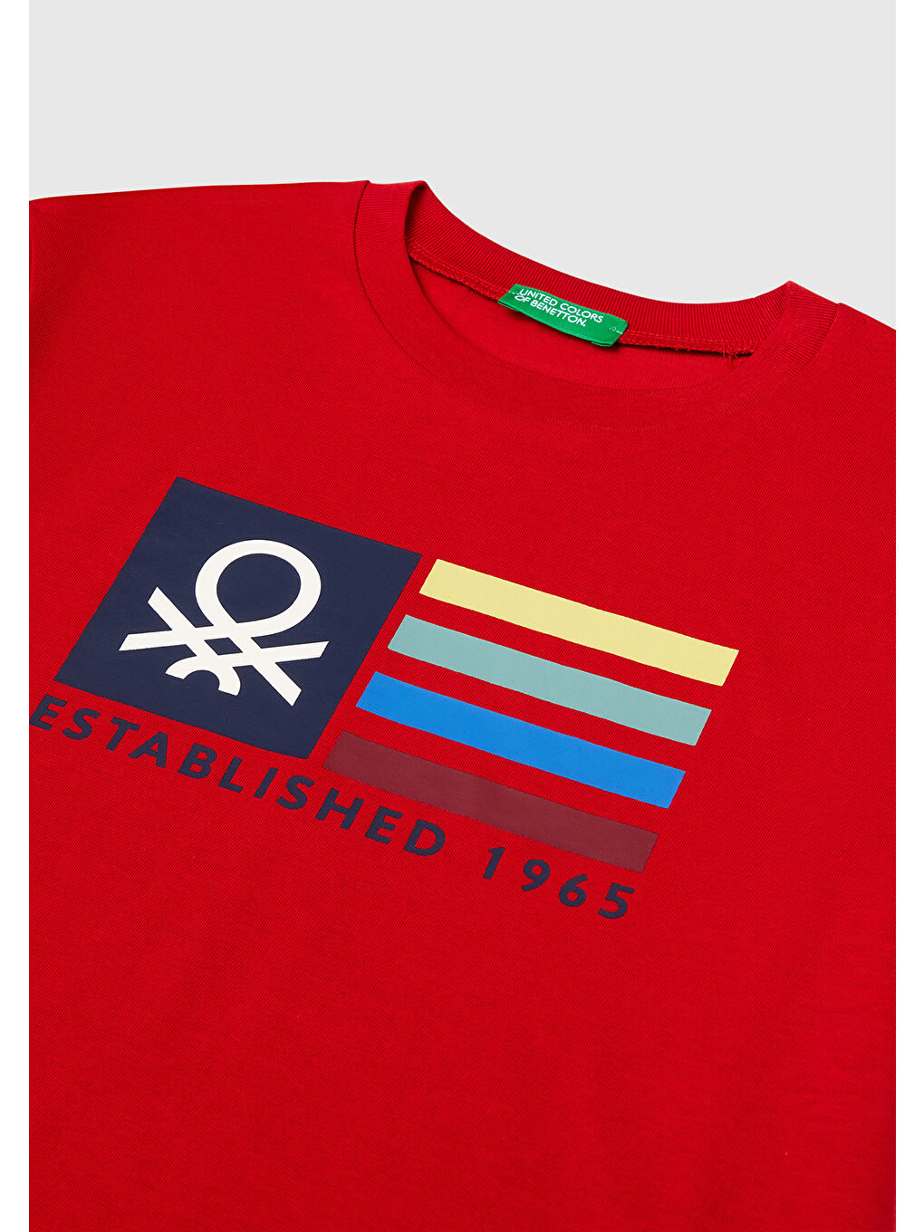 Erkek Çocuk Kırmızı Önü Logo Baskılı Bisiklet Yaka T-shirt-2