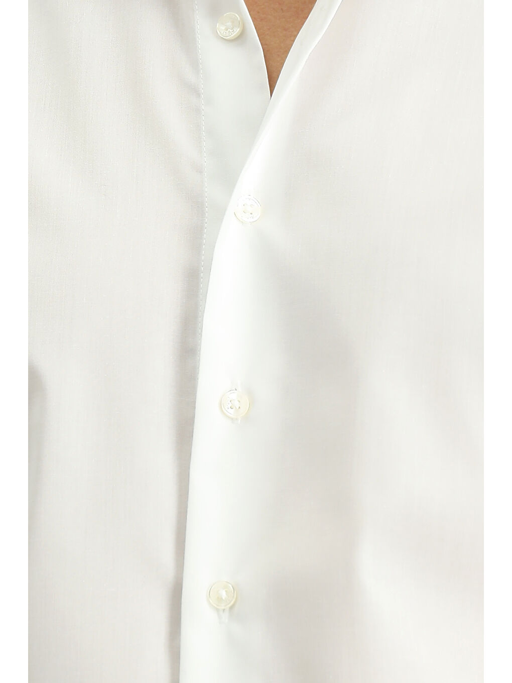 Beyaz Uzun Kol Slim Fit Dar Kesim Non Iron Ütü Gerektirmeyen Pamuklu Büyük Beden Gömlek-5