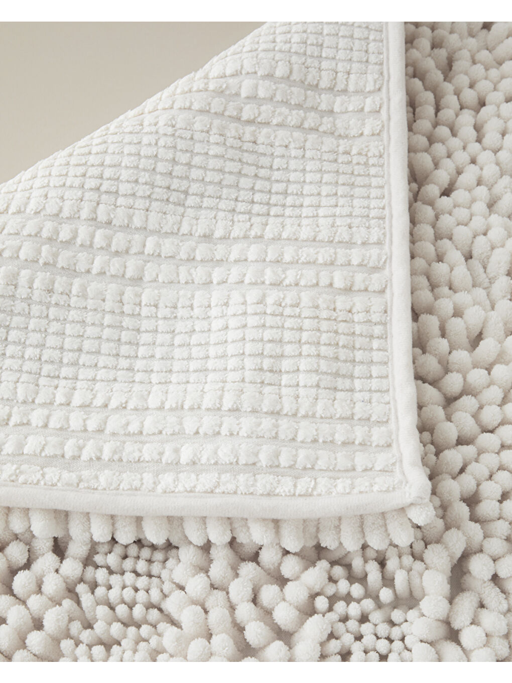 Big and Tiny Kaydırmaz Taban Banyo Paspası Seti 60x90 + 40x60 cm Beyaz-2