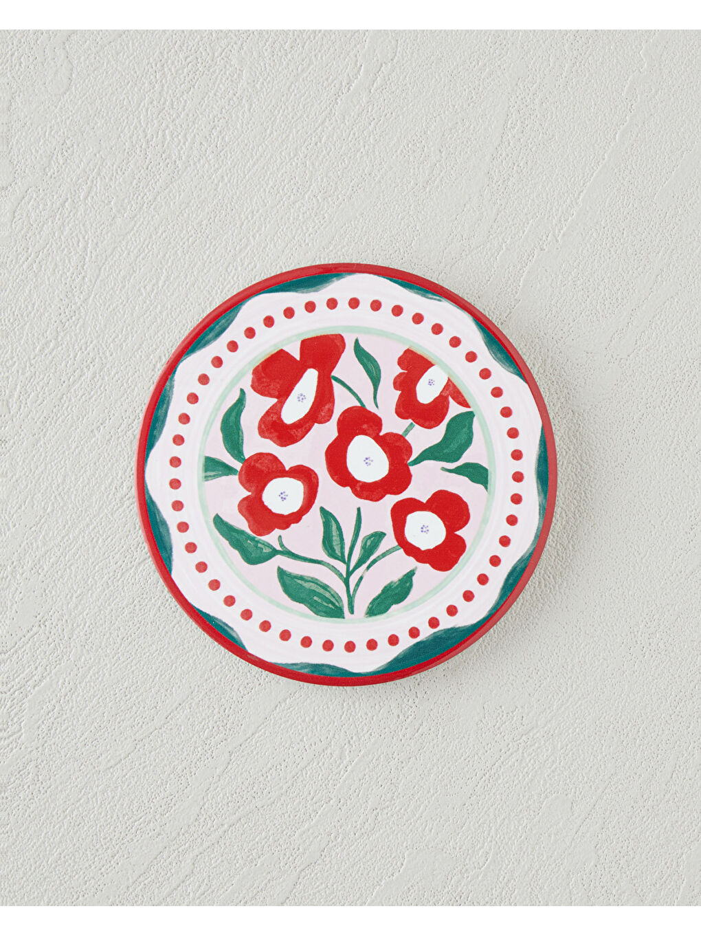 Bright Parade Seramik Bardak Altlığı 10 cm Kırmızı - Yeşil