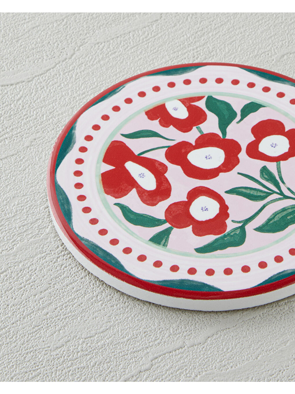 Bright Parade Seramik Bardak Altlığı 10 cm Kırmızı - Yeşil-1