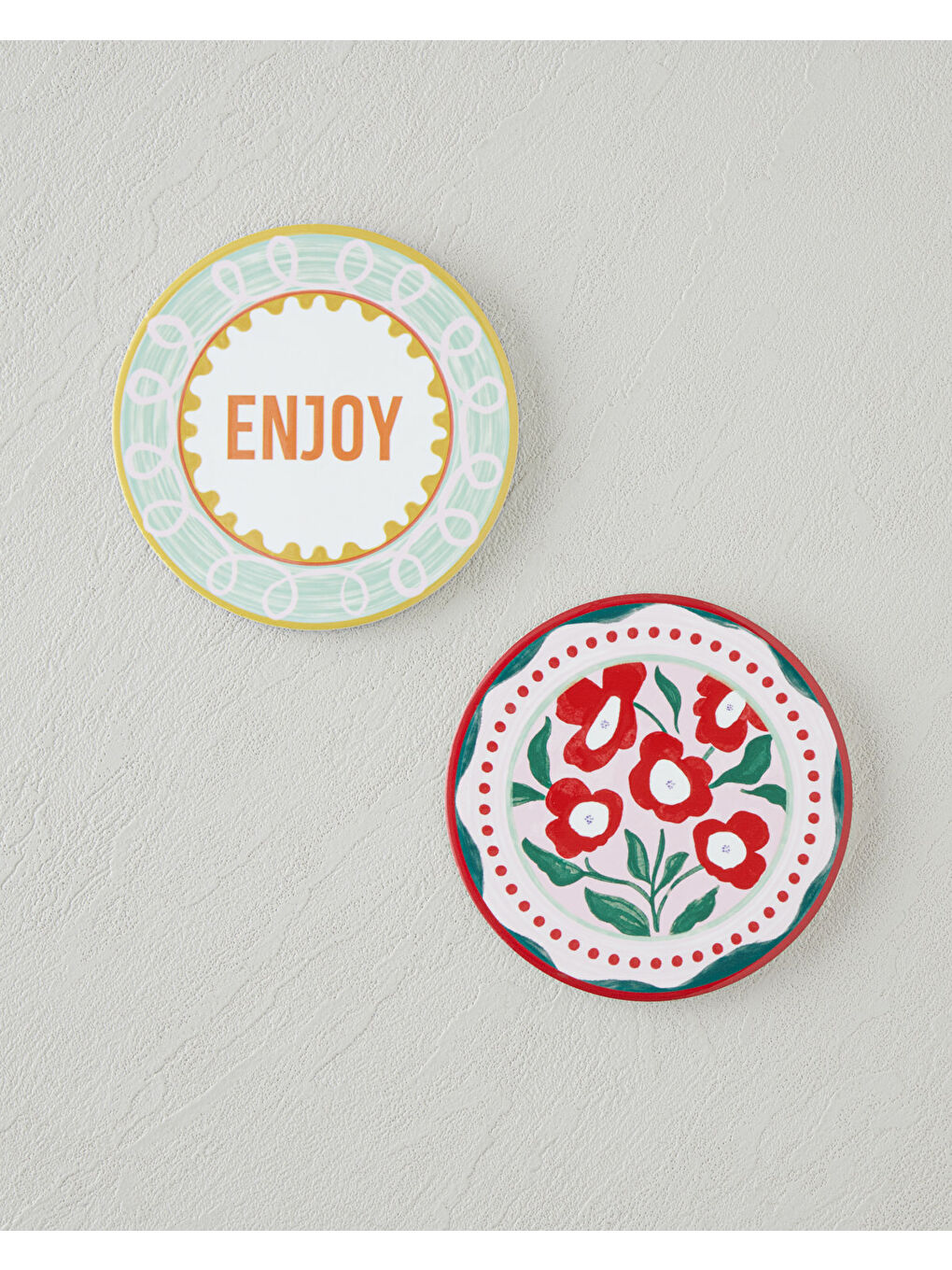 Bright Parade Seramik Bardak Altlığı 10 cm Kırmızı - Yeşil-2