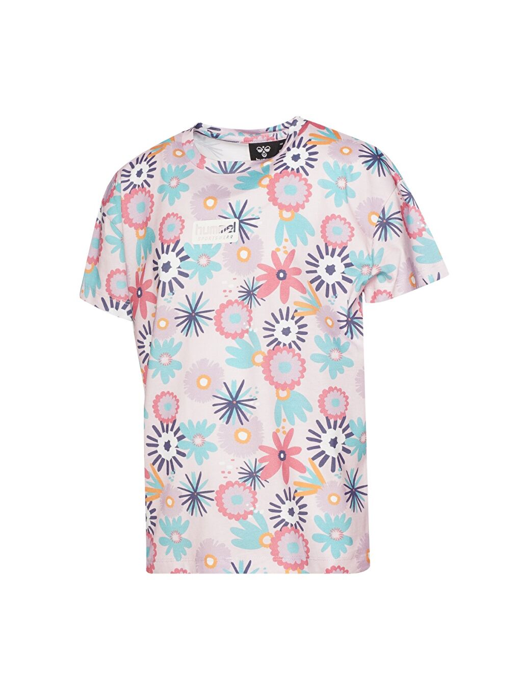 Karışık Yanka Kız Çocuk Yuvarlak Yaka Tişört-1