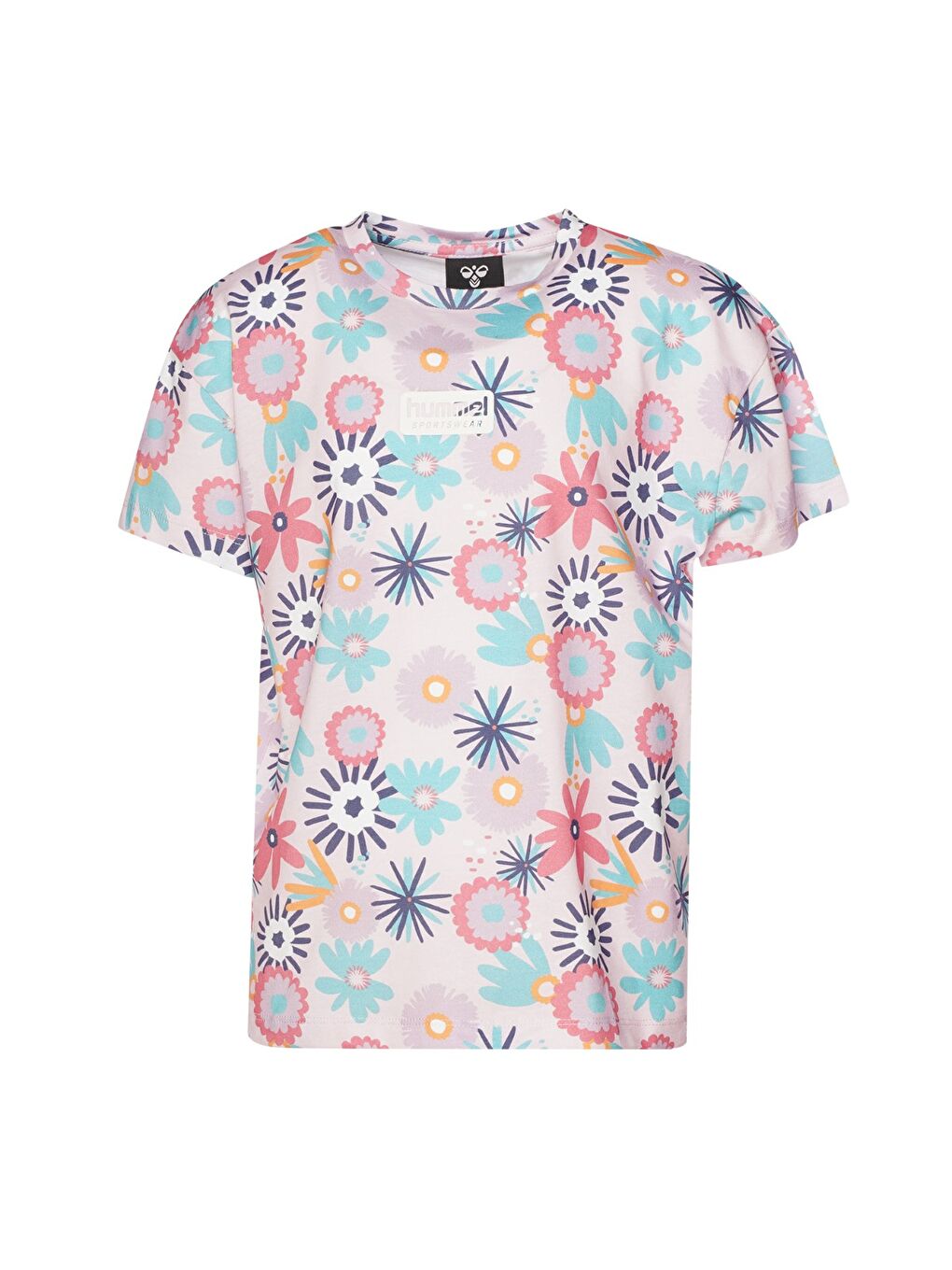 Karışık Yanka Kız Çocuk Yuvarlak Yaka Tişört-3