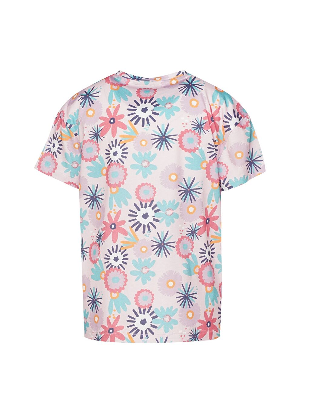 Karışık Yanka Kız Çocuk Yuvarlak Yaka Tişört-2