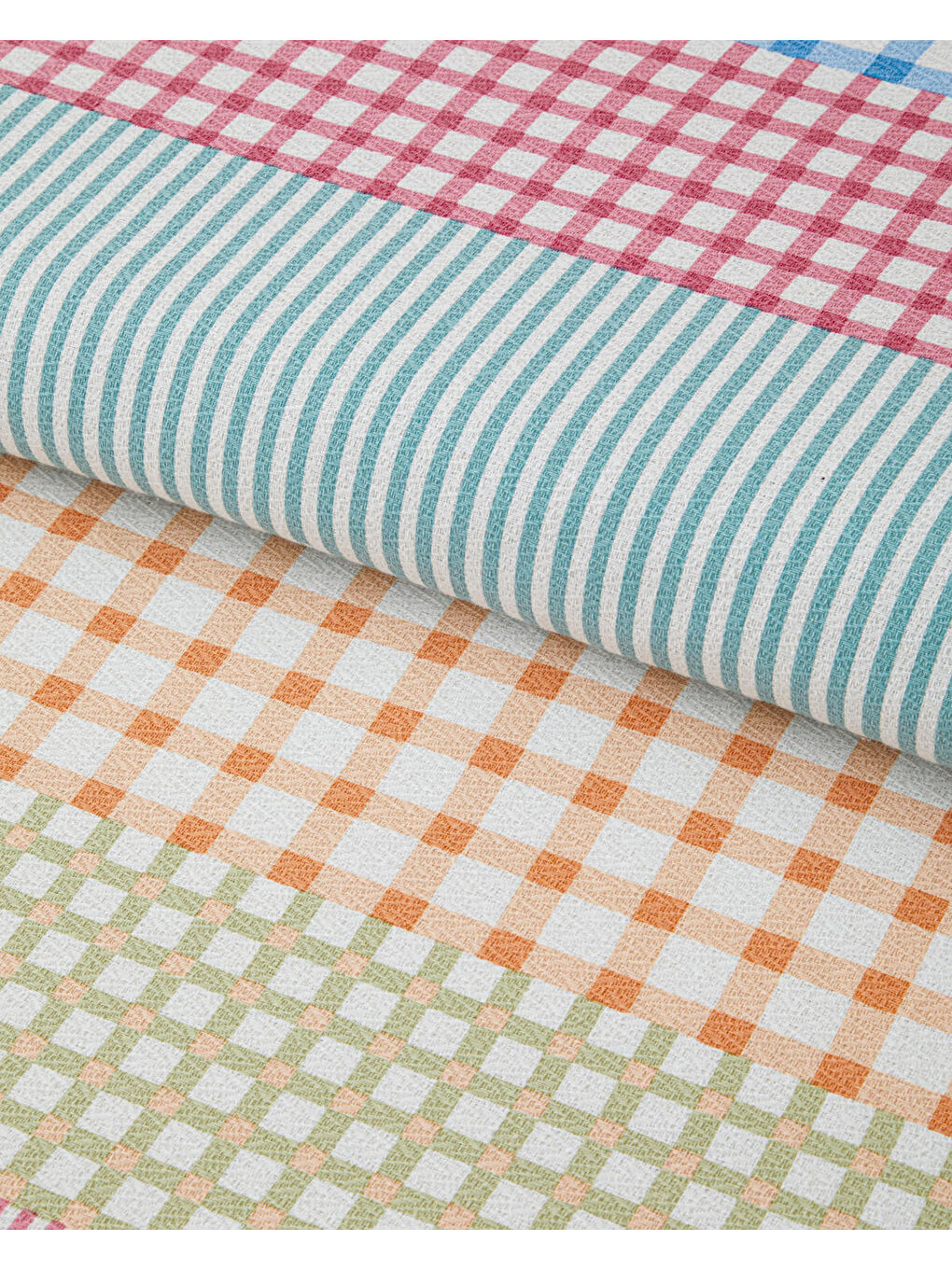 Summer Grid Baskılı Pamuklu Çift Kişilik Pike 200x220 cm Turuncu-2