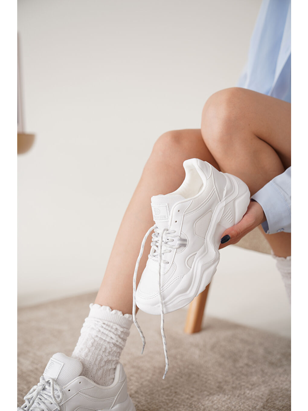 Daxtors Beyaz D0143 Günlük Ortopedik Kadın Sneaker Spor Ayakkabı - 2