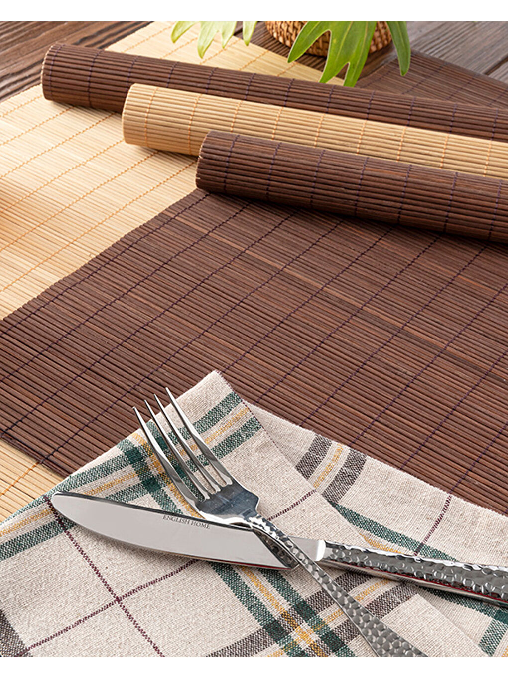 Bej Martinez Bambu 4'lü Amerikan Servis Bal-2