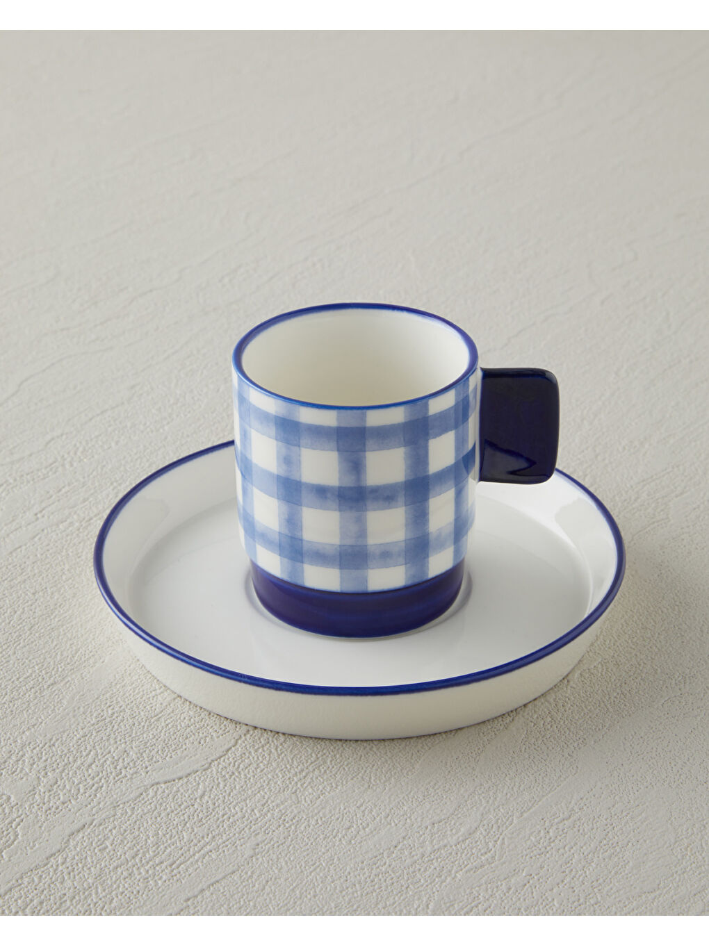 Check & Sip Porselen 4 Parça 2 Kişilik Kahve Fincan Takımı 90 ml Kırmızı - Lacivert-2