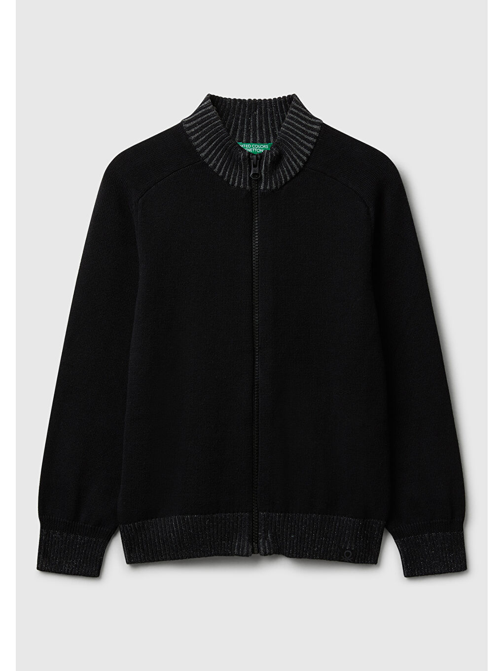 Erkek Çocuk Siyah Fermuarlı Ribana Detaylı Hırka