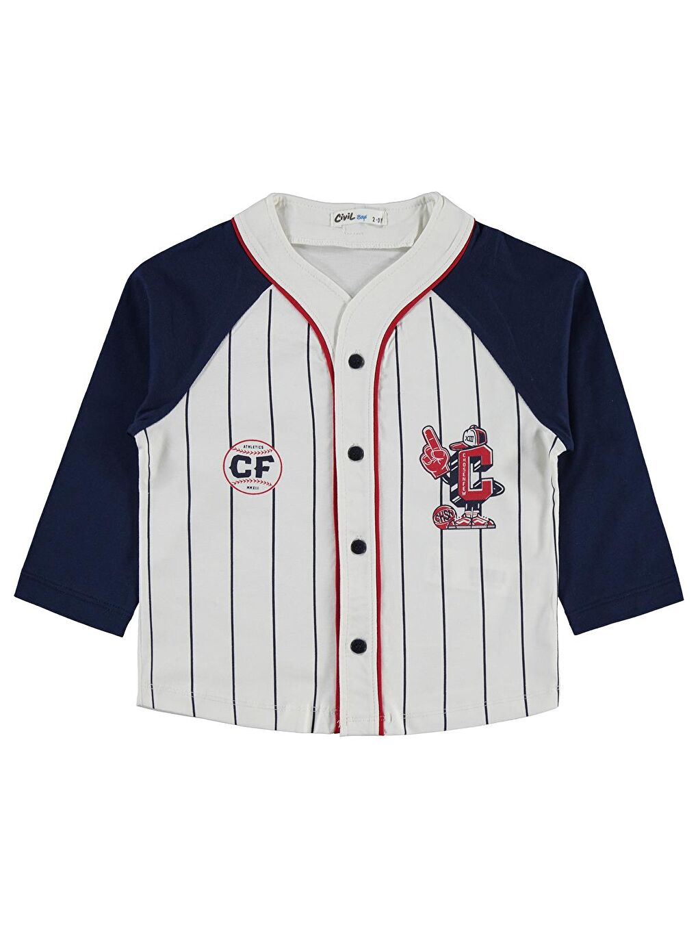 Boys Çizgili Düğmeli 2-5 Yaş Pijama Takımı - Lacivert 5-6 Yaş-1