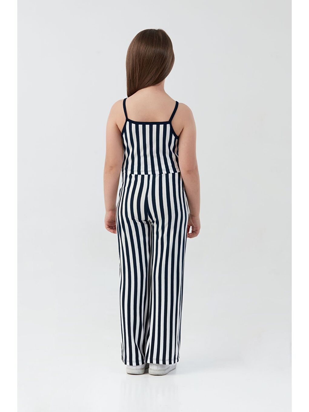 Lacivert Çizgili Crop Kız Çocuk Takım-3