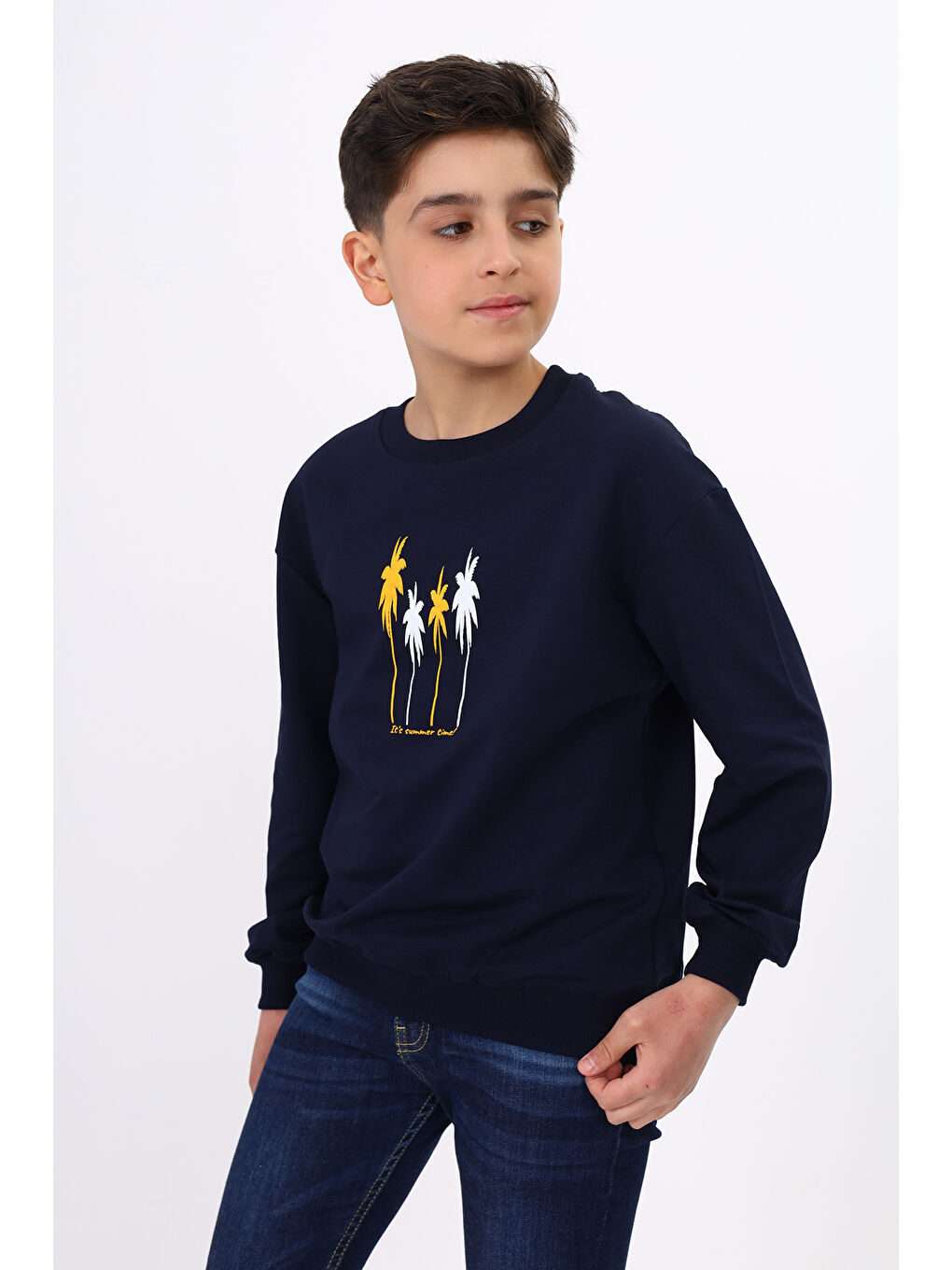 Lacivert Erkek Çocuk Baskılı Sweatshirt