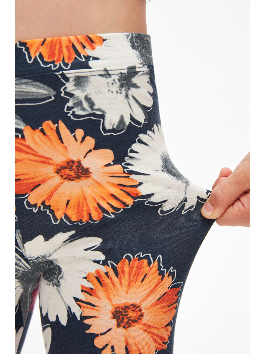 Karışık Kız Çocuk Stylized Sunflower Desen Kapri-2