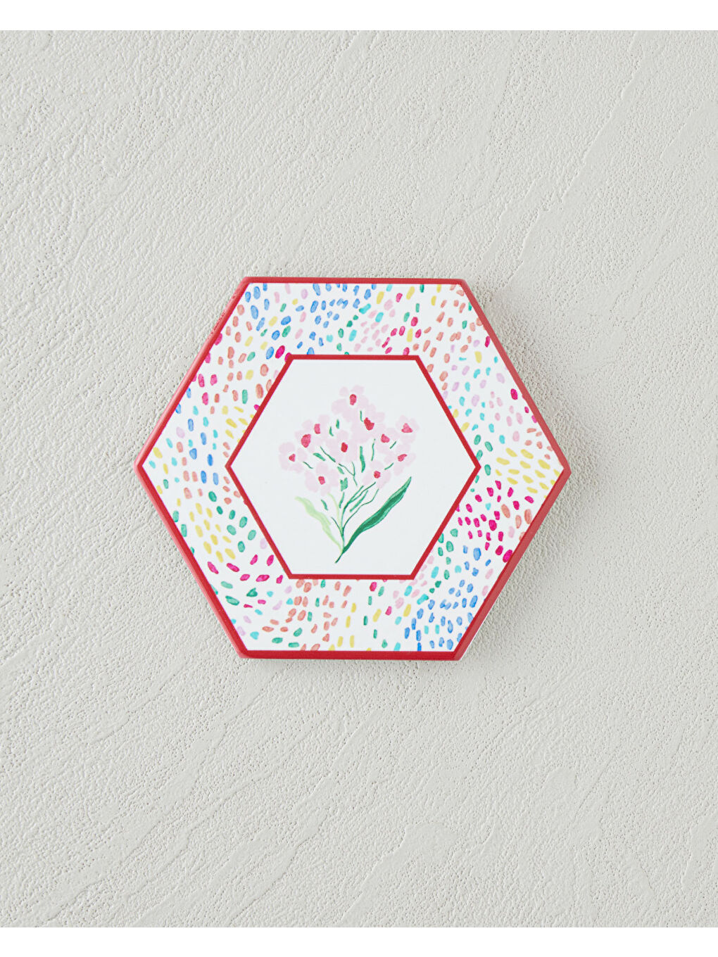 Beyaz Blossom Frame Seramik Bardak Altlığı 11 cm Renkli