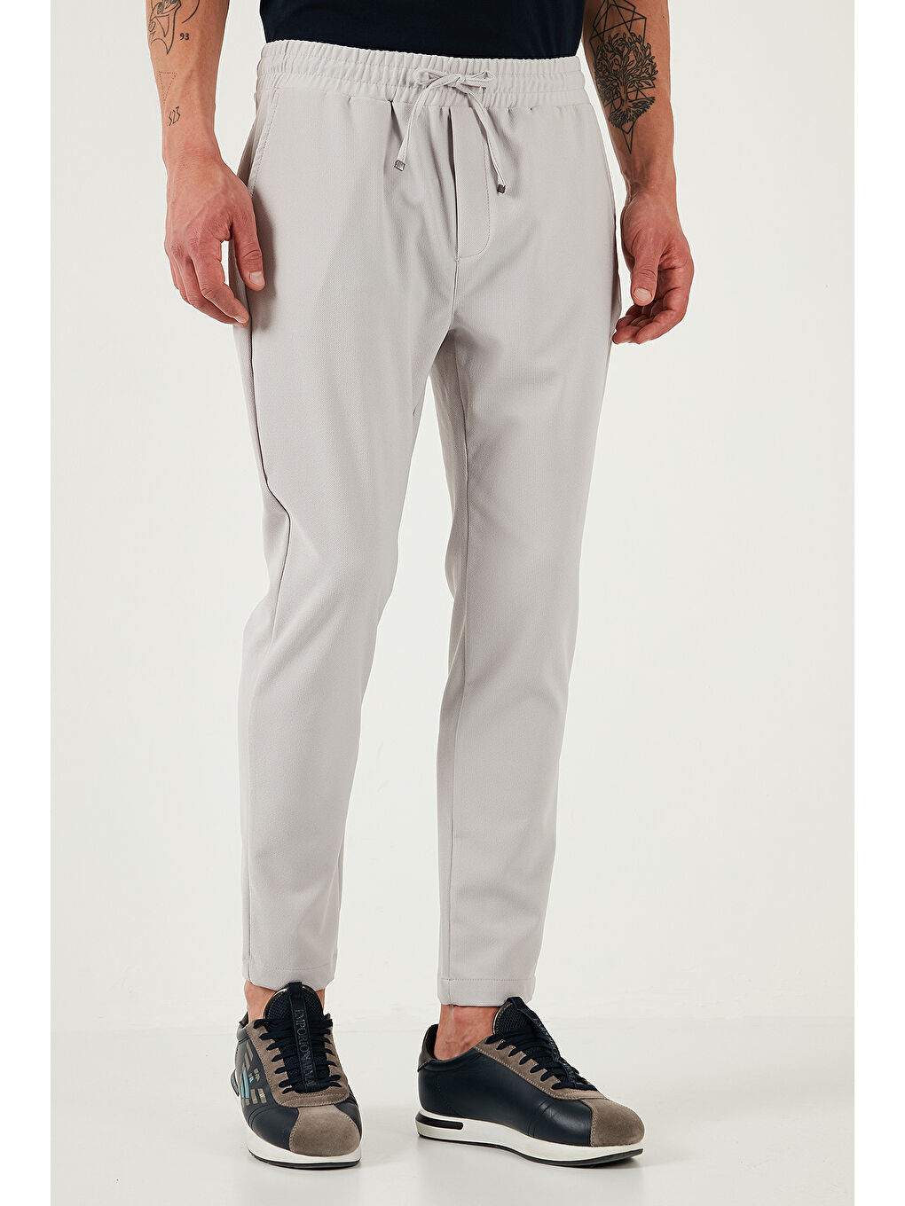 Gri Streç Regular Fit Normal Bel Düz Paça Jogger Pantolon CF25617953-1