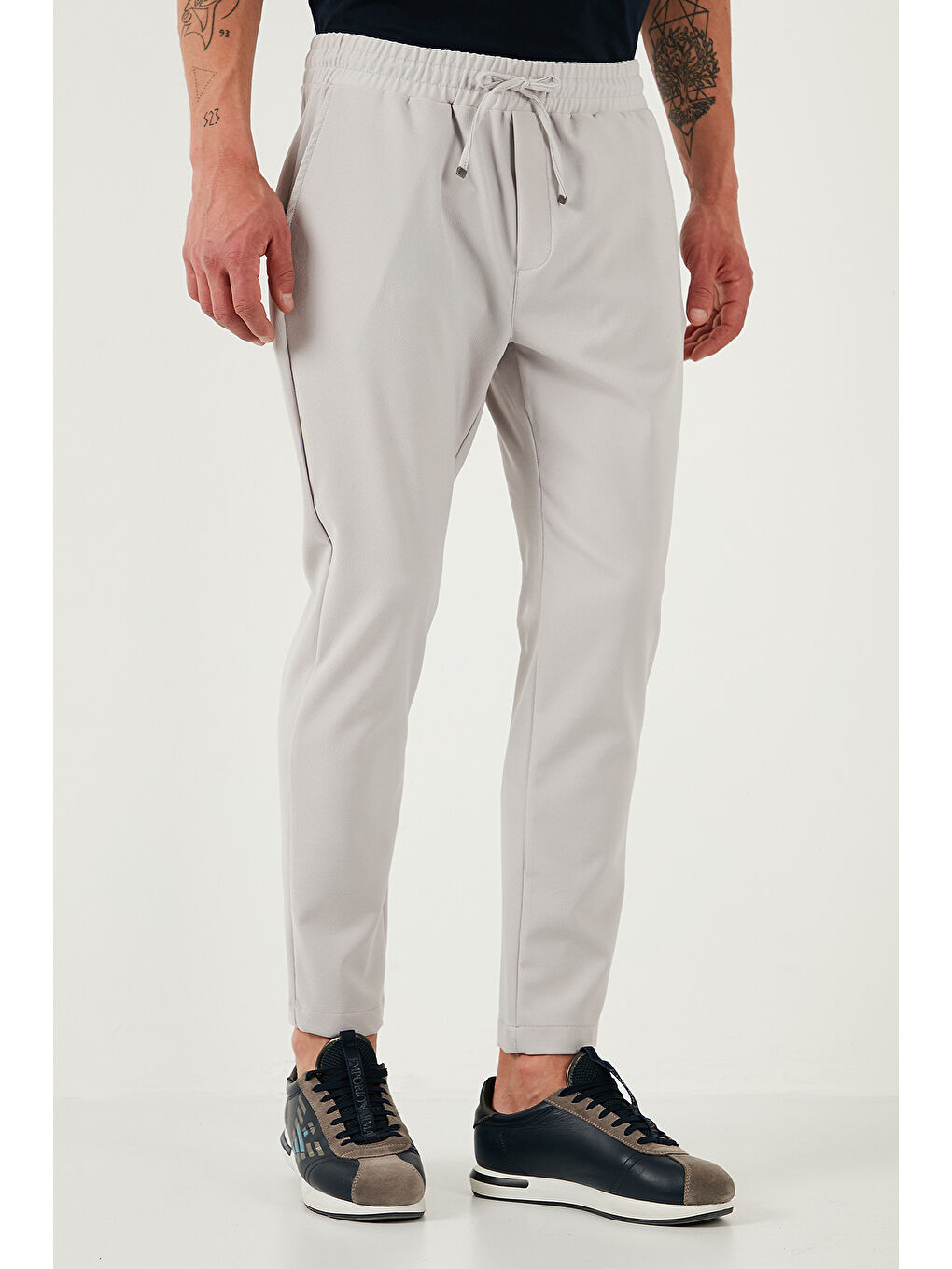 Gri Streç Regular Fit Normal Bel Düz Paça Jogger Pantolon CF25617953-2