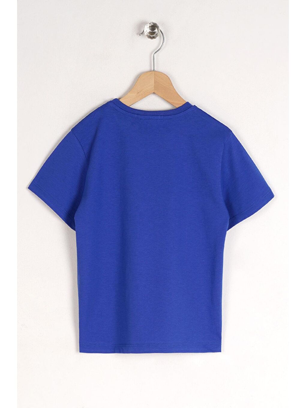 Mavi Bisiklet Yaka Kısa Kol Ayı Baskılı Saks Renk Erkek Çocuk Tshirt-3