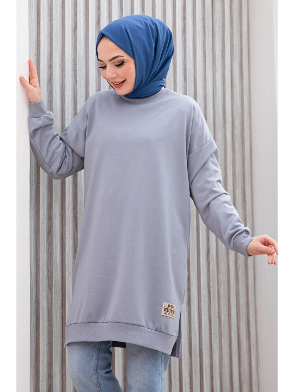 Armalı Yırtmaç Detaylı Vortex Tunik Gri - 27952-GRI-2