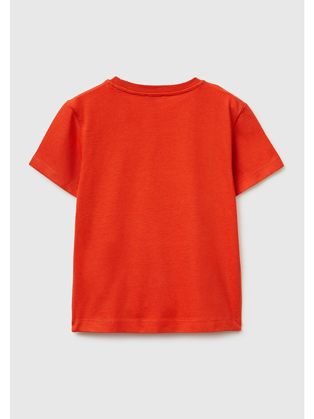 Erkek Çocuk Kırmızı Önü Logo Baskılı Yuvarlak Yaka T-Shirt-1