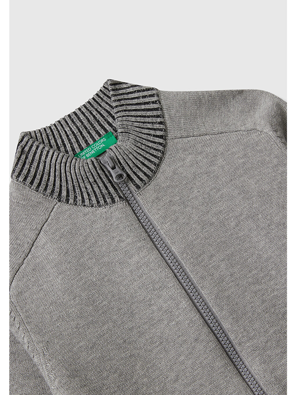 Erkek Çocuk Gri Melanj Fermuarlı Ribana Detaylı Hırka-2