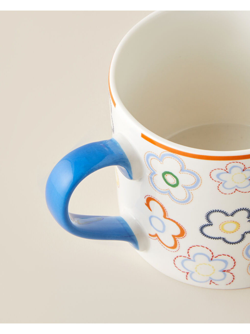 Beyaz Bright Flowers New Bone China Kupa 350 ml Renkli-2