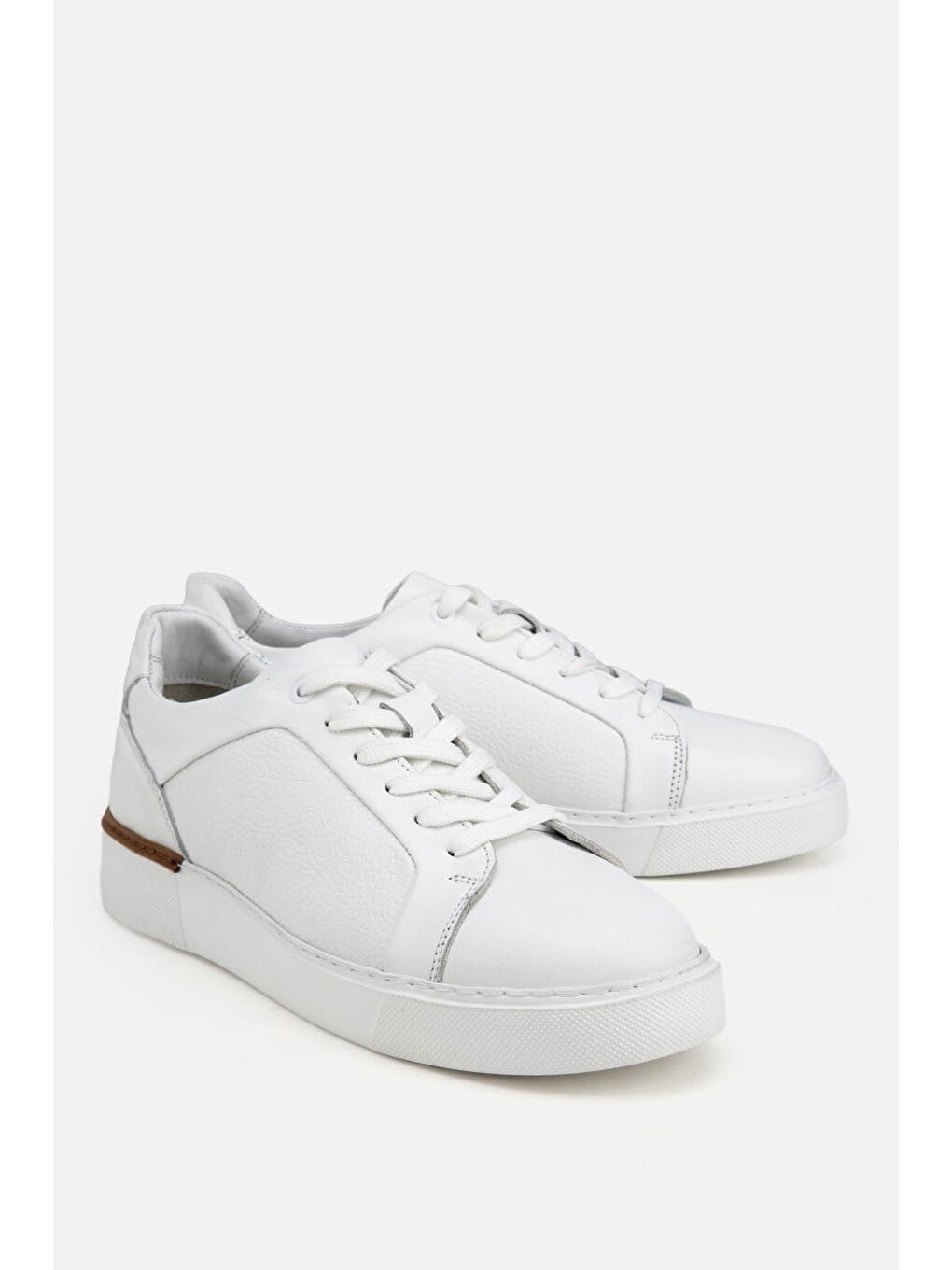 Erkek Beyaz Bağcıklı Kalın Tabanlı Günlük Sneaker-1