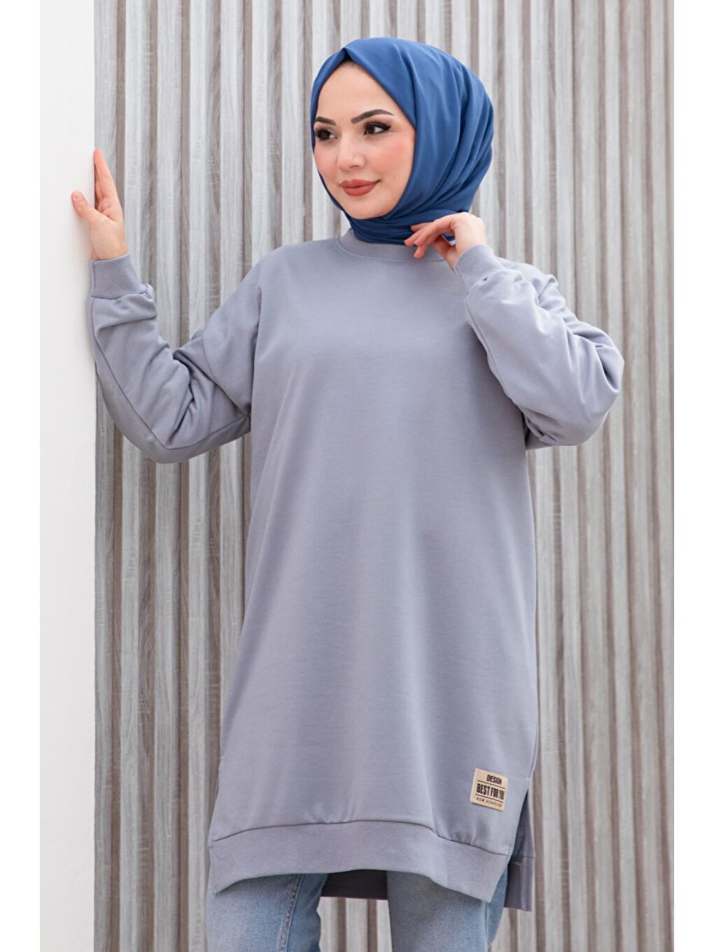 Armalı Yırtmaç Detaylı Vortex Tunik Gri - 27952-GRI-4