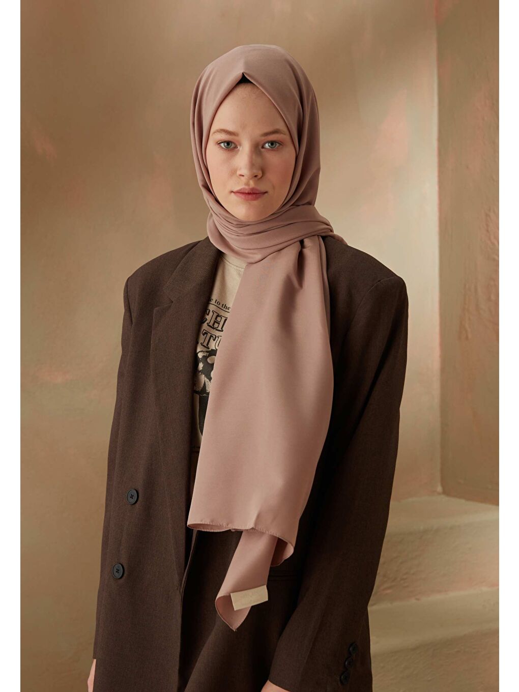 Bej Pamuk Viskon Şal Vizon