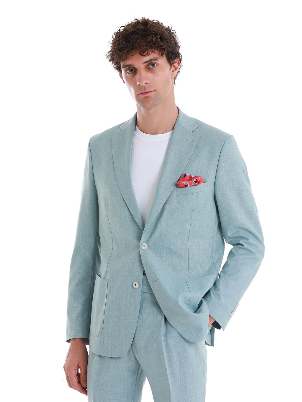 Mavi Slim Fit Düzi Mono Yaka Klasik Takım Elbise-4