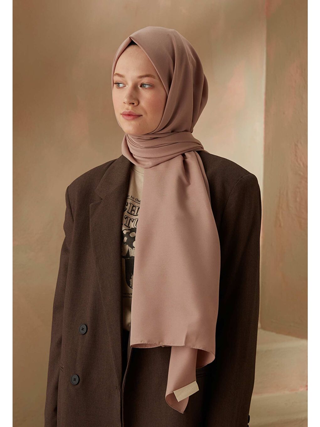 Bej Pamuk Viskon Şal Vizon-1