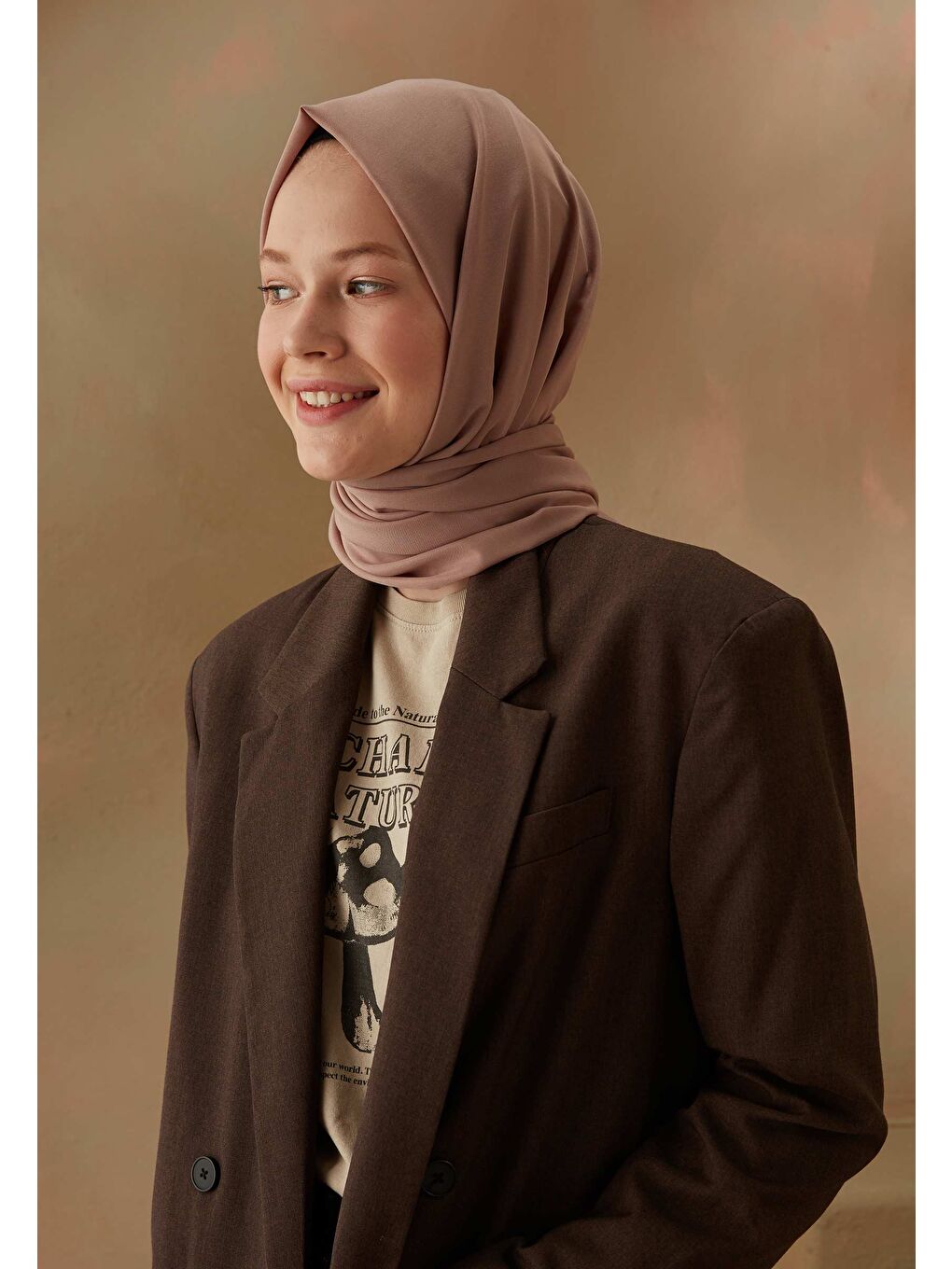 Bej Pamuk Viskon Şal Vizon-2