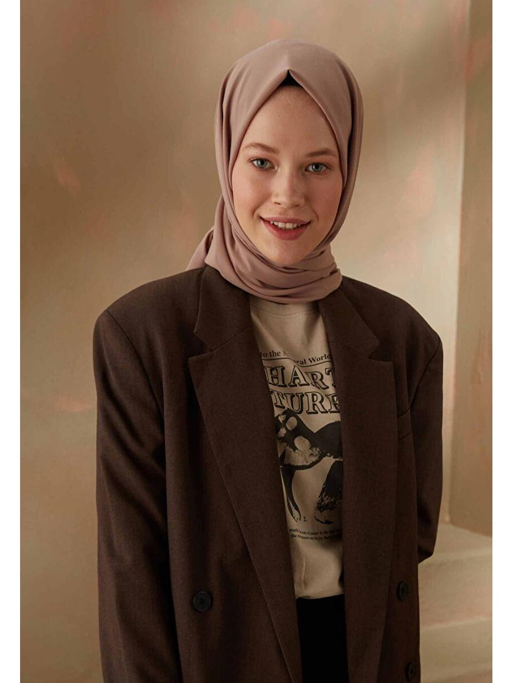 Bej Pamuk Viskon Şal Vizon-3