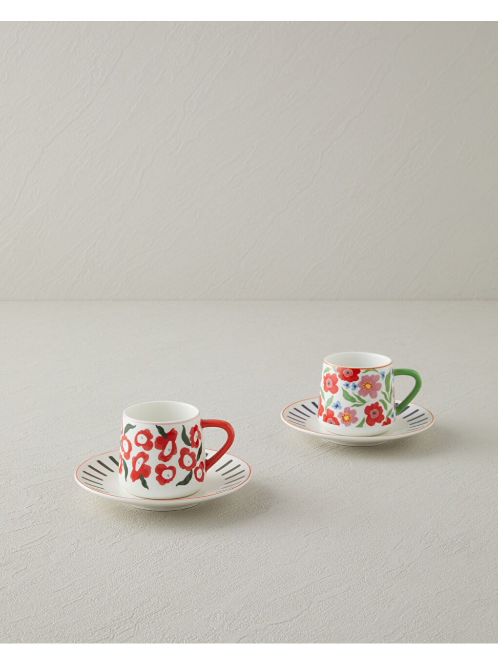 Beyaz Bright Match New Bone China 4 Parça 2 Kişilik Kahve Fincan Takımı 90 ml Renkli-2