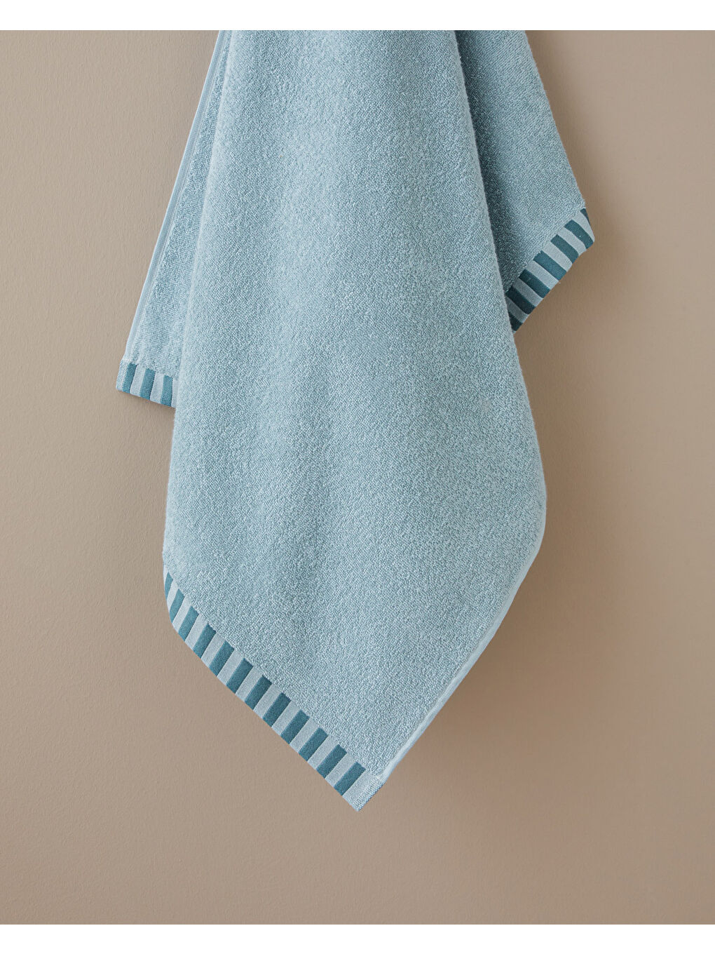 Yeşil Stripe Edge Pamuk Banyo Havlusu 70x140 cm Mint-1