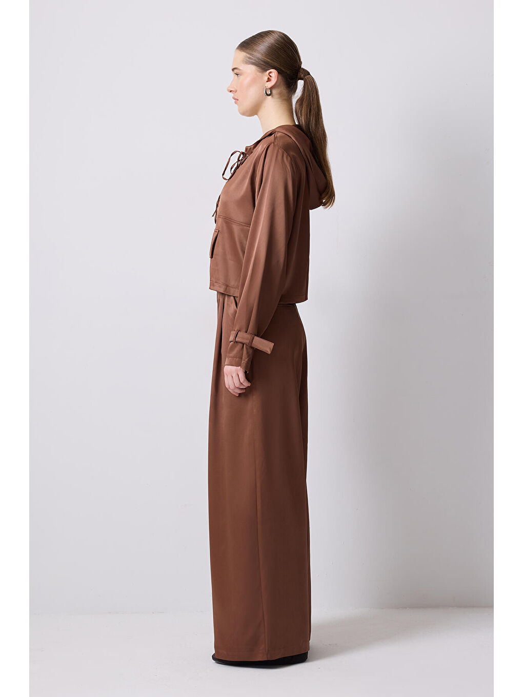 Kahverengi Kanguru Cepli Tunik Pantolon Takım-2