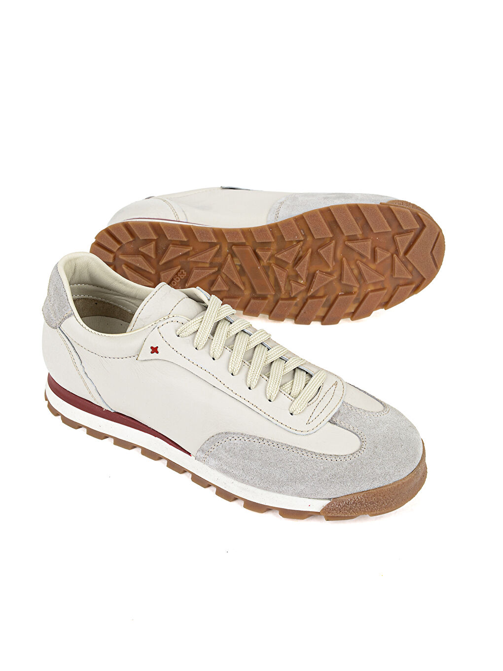 Erkek Hakiki Deri Sneaker 1611026Z1020 Kırık Beyaz-3