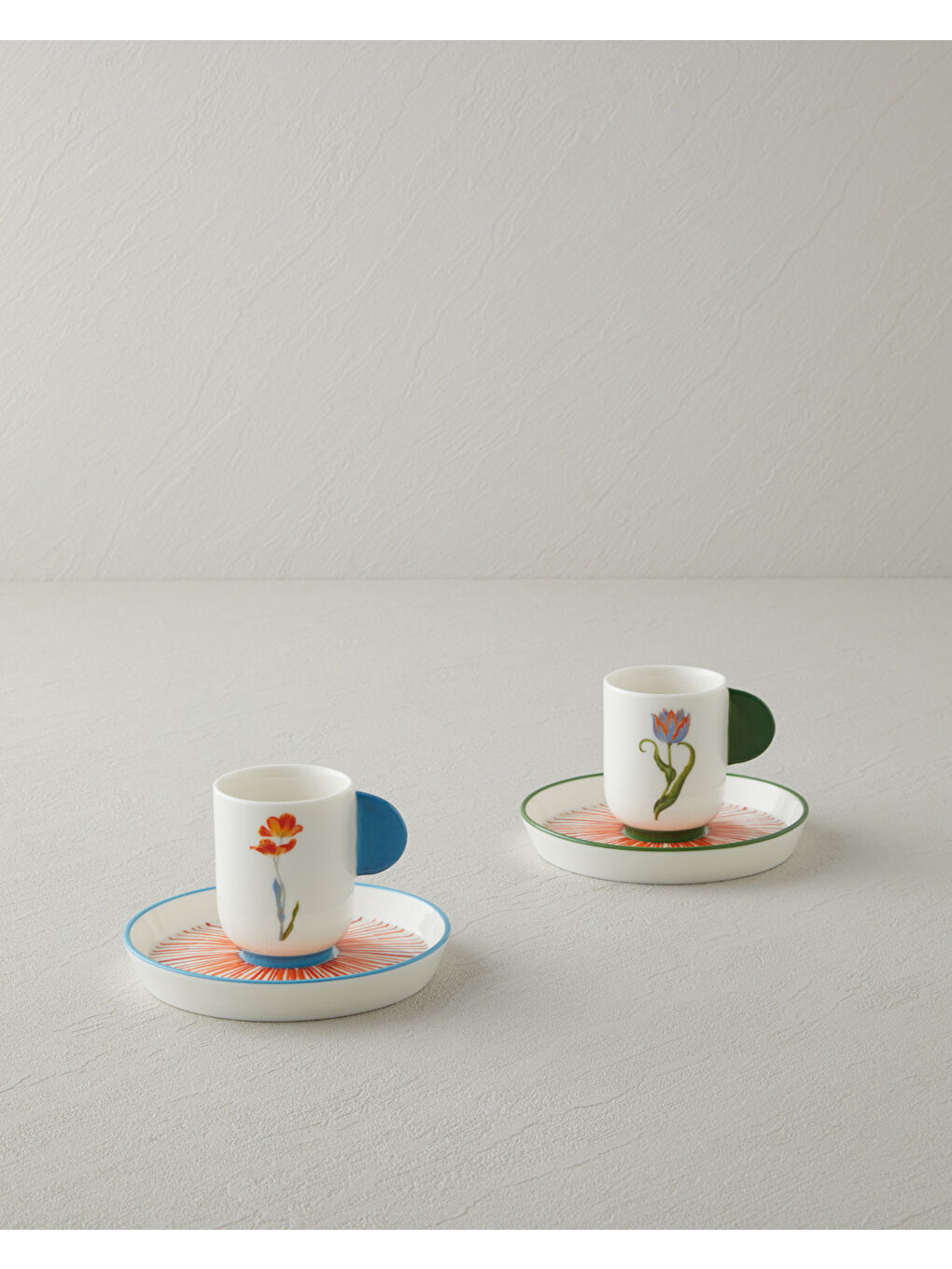 Beyaz Bright Blossom Porselen 4 Parça 2 Kişilik Kahve Fincan Takımı 90 ml Renkli