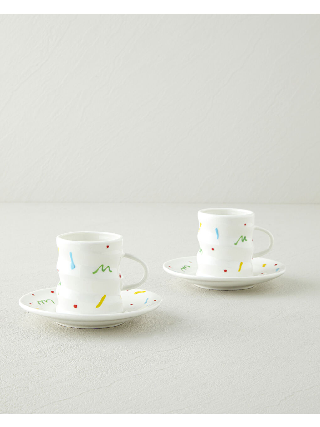 Beyaz Confella New Bone China 4 Parça 2 Kişilik Kahve Fincan Takımı 100 ml Renkli-1