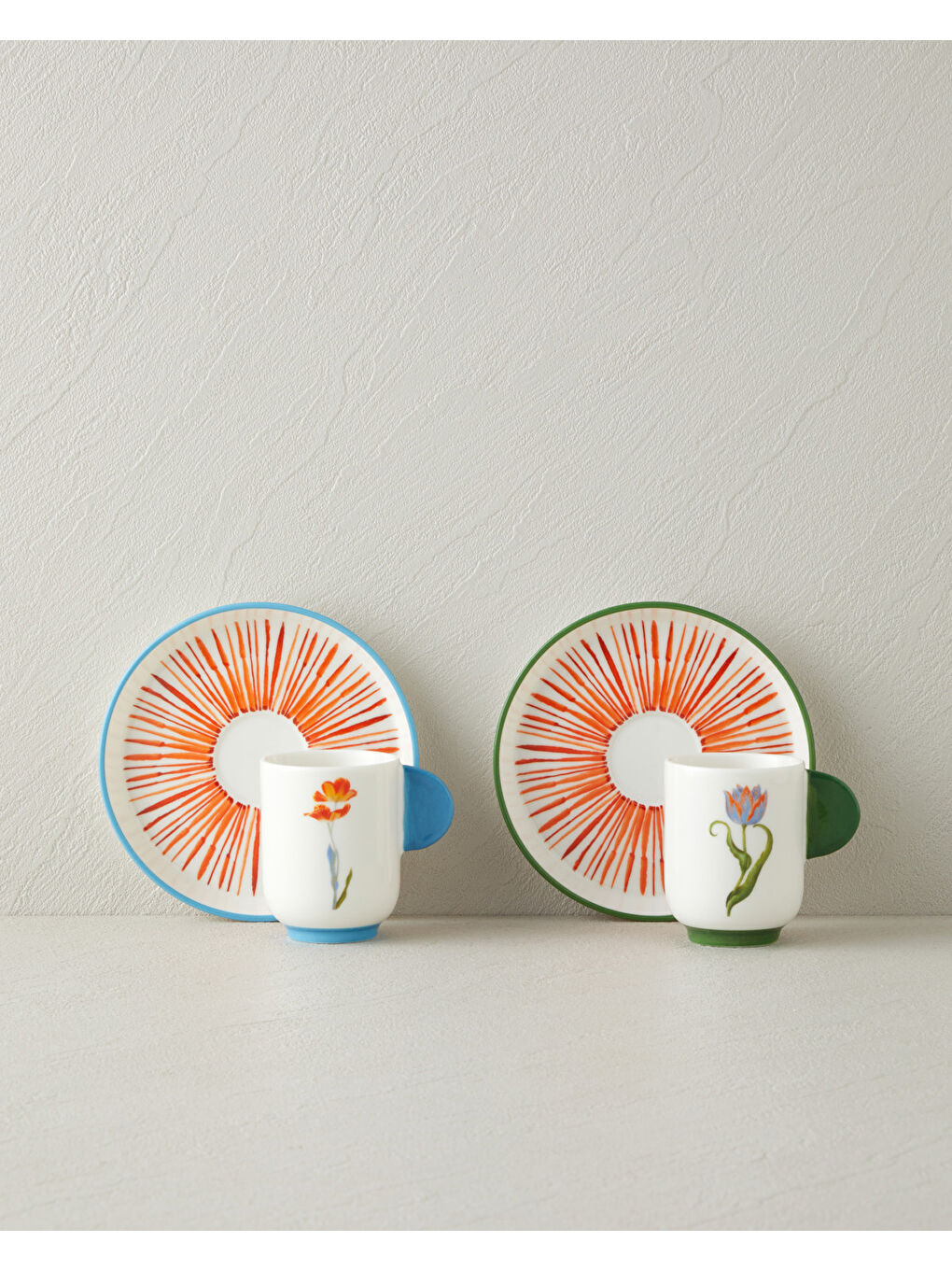 Beyaz Bright Blossom Porselen 4 Parça 2 Kişilik Kahve Fincan Takımı 90 ml Renkli-1