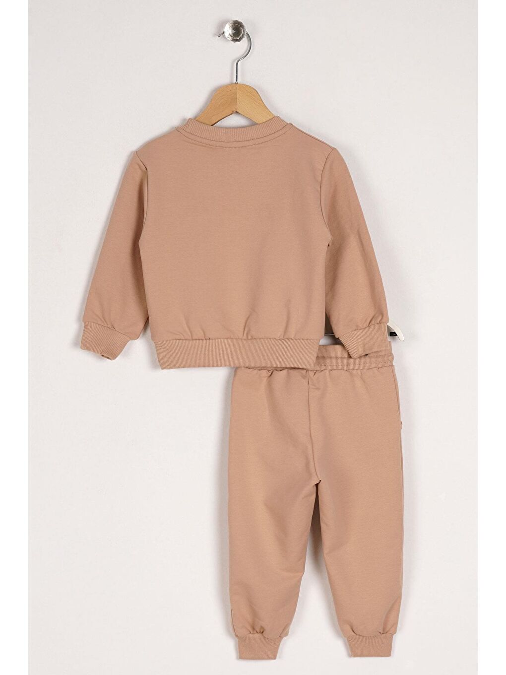Bisiklet Yaka Uzun Kol Hooray Baskılı Bej Renk Erkek Çocuk İkili Takım-1