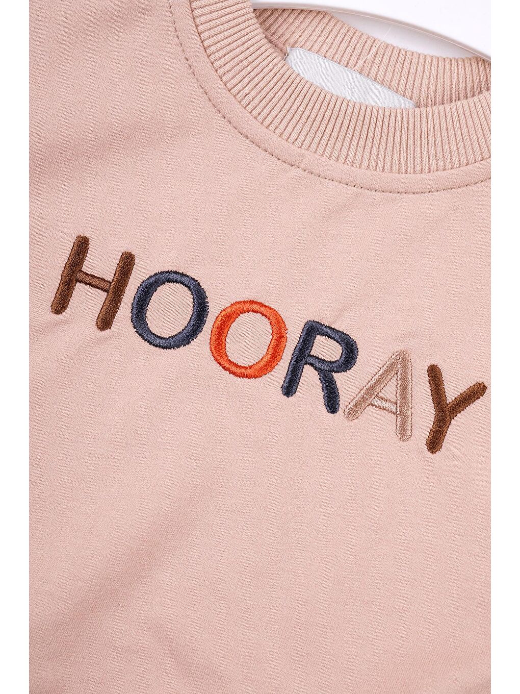 Bisiklet Yaka Uzun Kol Hooray Baskılı Bej Renk Erkek Çocuk İkili Takım-2