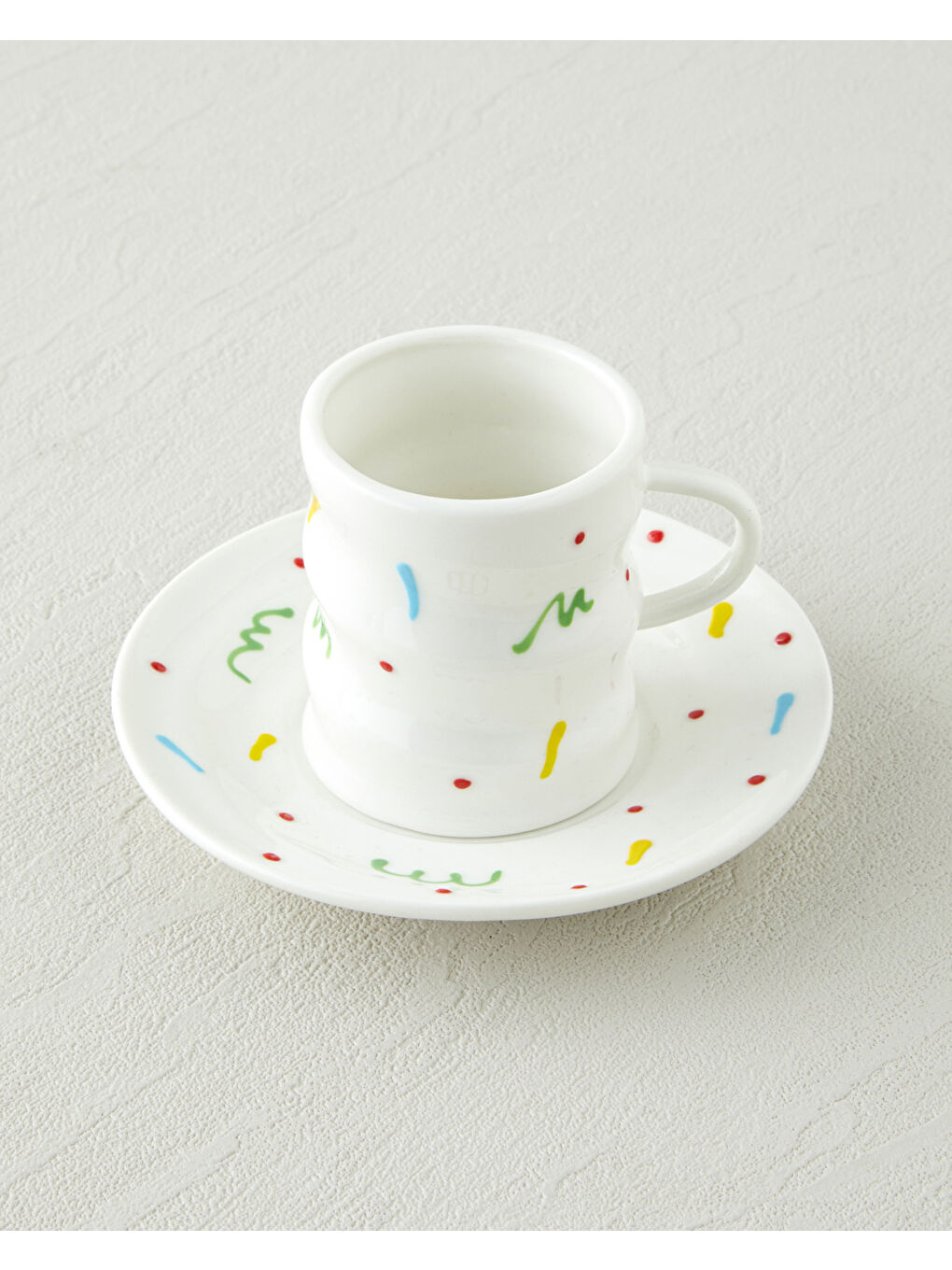 Beyaz Confella New Bone China 4 Parça 2 Kişilik Kahve Fincan Takımı 100 ml Renkli-2