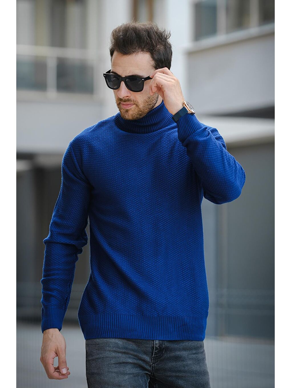 Mavi Seka 500 Slim Fit Petek Örgü Erkek Tam Balıkçı Kazak