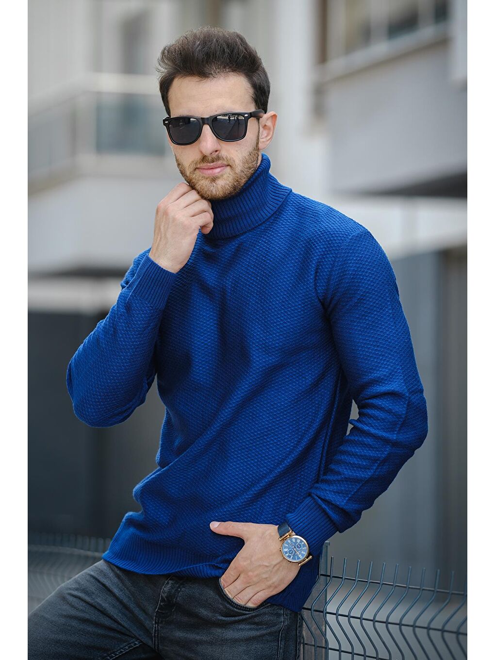 Mavi Seka 500 Slim Fit Petek Örgü Erkek Tam Balıkçı Kazak-1